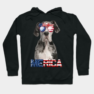 Merica Great Danes Dog American Flag 4Th Of July Hoodie